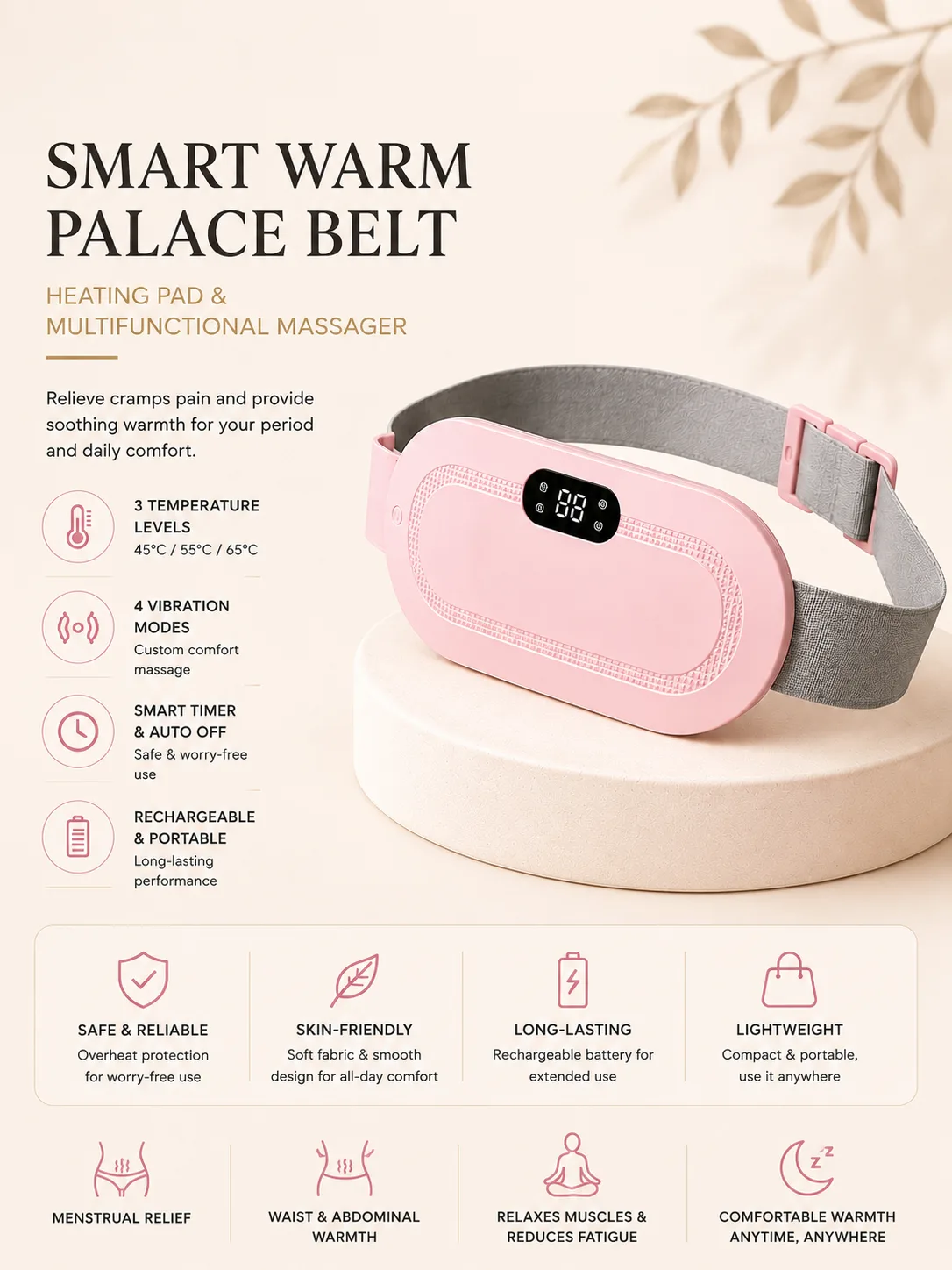 Smart Warm Palace Belt – Portable Heating Pad & Massager