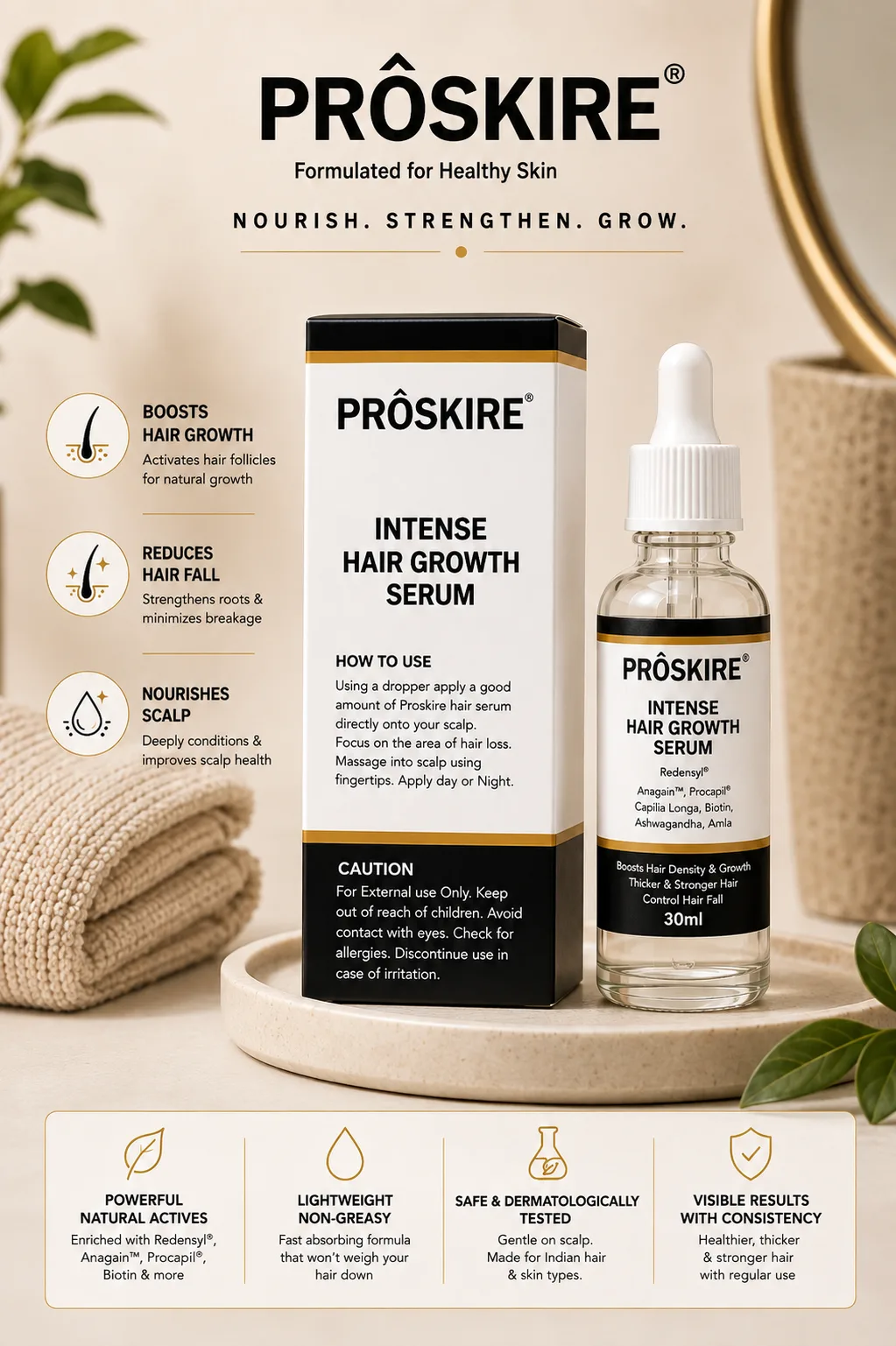 Proskire Intense Hair Growth Serum – 30ml